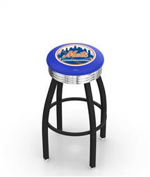  New York Mets 25" Swivel Counter Stool with a Black Wrinkle and Chrome Finish  