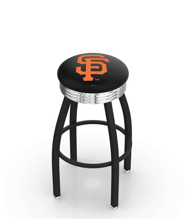 San Francisco Giants 25" Swivel Counter Stool with a Black Wrinkle and Chrome Finish  