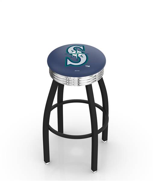  Seattle Mariners 25" Swivel Counter Stool with a Black Wrinkle and Chrome Finish  