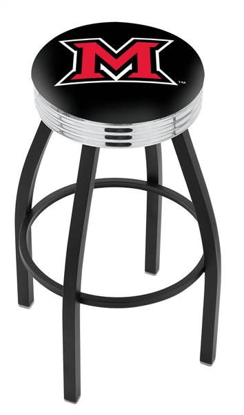  Miami (OH) 25" Swivel Counter Stool with a Black Wrinkle and Chrome Finish  