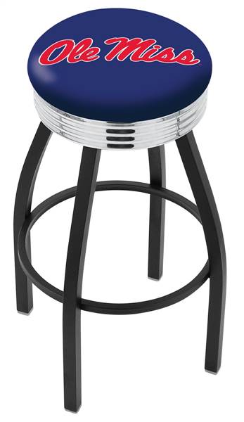  Ole' Miss 25" Swivel Counter Stool with a Black Wrinkle and Chrome Finish  