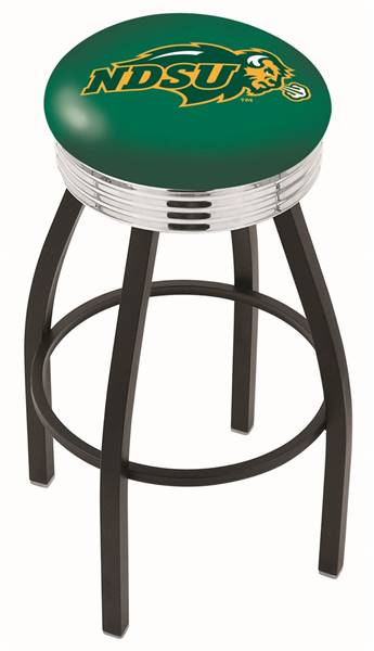  North Dakota State 25" Swivel Counter Stool with a Black Wrinkle and Chrome Finish  