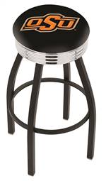  Oklahoma State 25" Swivel Counter Stool with a Black Wrinkle and Chrome Finish  