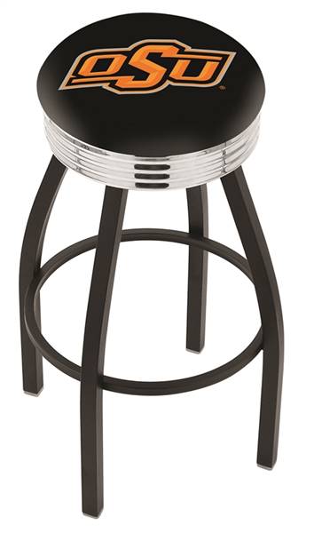  Oklahoma State 25" Swivel Counter Stool with a Black Wrinkle and Chrome Finish  