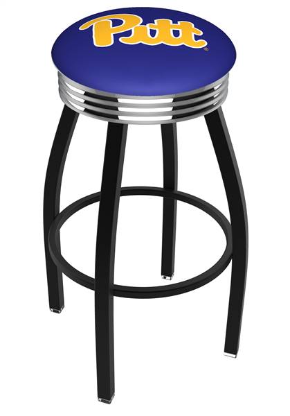 Pitt 25" Swivel Counter Stool with a Black Wrinkle and Chrome Finish  