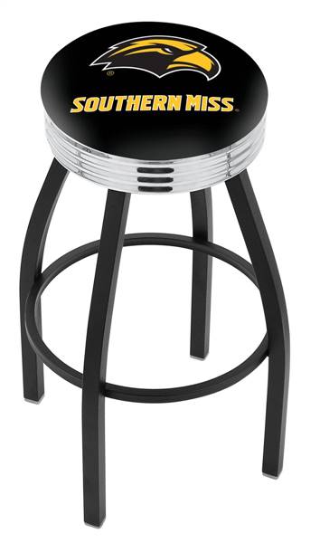  Southern Miss 25" Swivel Counter Stool with a Black Wrinkle and Chrome Finish  