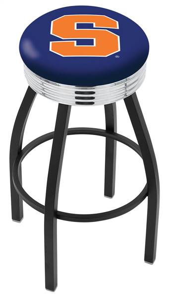  Syracuse 25" Swivel Counter Stool with a Black Wrinkle and Chrome Finish  