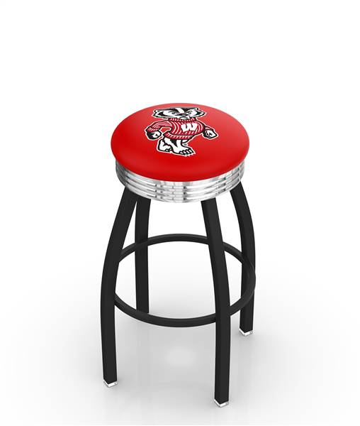  Wisconsin "Badger" 25" Swivel Counter Stool with a Black Wrinkle and Chrome Finish  