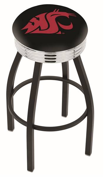  Washington State 25" Swivel Counter Stool with a Black Wrinkle and Chrome Finish  
