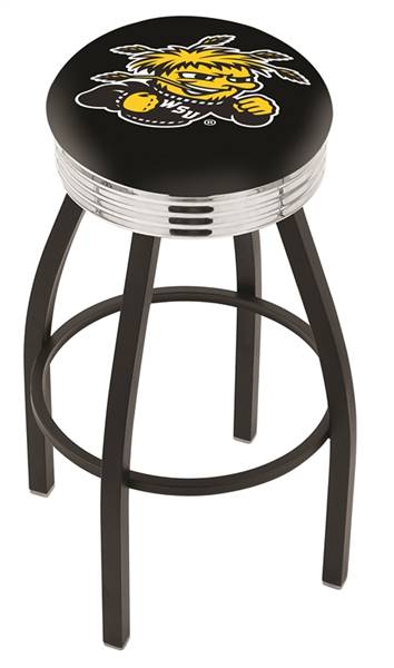  Wichita State 25" Swivel Counter Stool with a Black Wrinkle and Chrome Finish  