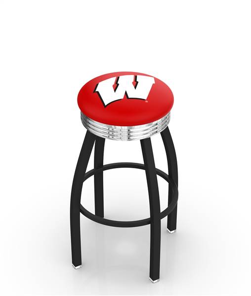  Wisconsin "W" 25" Swivel Counter Stool with a Black Wrinkle and Chrome Finish  