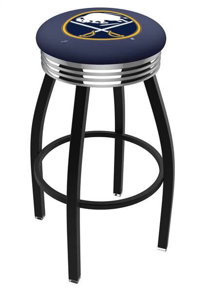 Buffalo Sabres 30" Swivel Bar Stool with a Black Wrinkle and Chrome Finish  