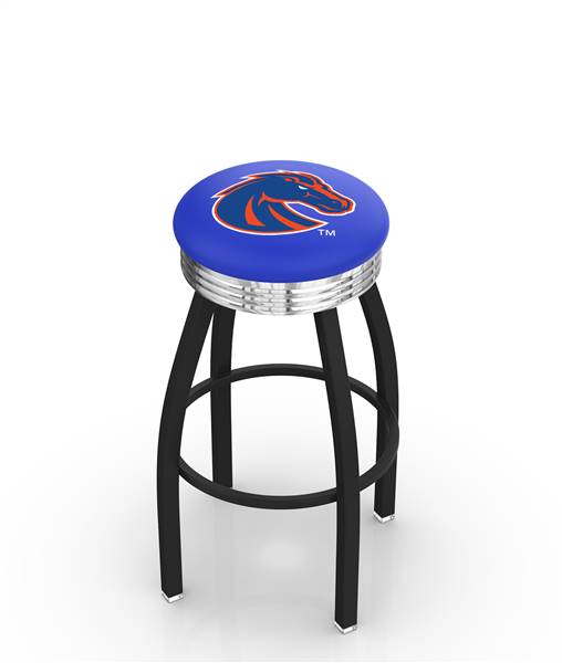  Boise State 30" Swivel Bar Stool with a Black Wrinkle and Chrome Finish  