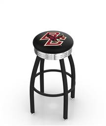  Boston College 30" Swivel Bar Stool with a Black Wrinkle and Chrome Finish  