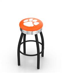  Clemson 30" Swivel Bar Stool with a Black Wrinkle and Chrome Finish  