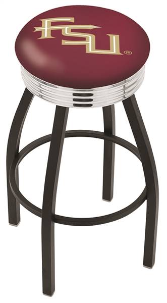  Florida State (Script) 30" Swivel Bar Stool with a Black Wrinkle and Chrome Finish  