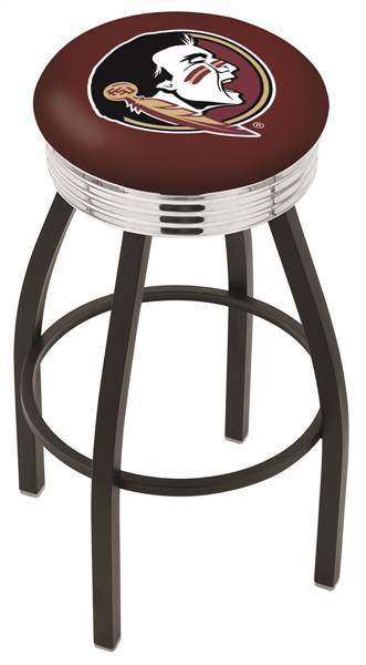  Florida State (Head) 30" Swivel Bar Stool with a Black Wrinkle and Chrome Finish  