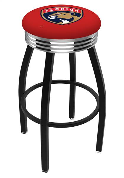  Florida Panthers 30" Swivel Bar Stool with a Black Wrinkle and Chrome Finish  