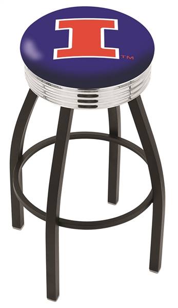  Illinois 30" Swivel Bar Stool with a Black Wrinkle and Chrome Finish  