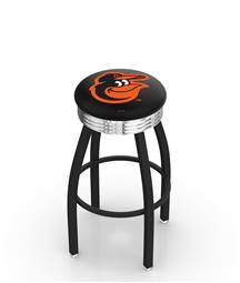  Baltimore Orioles 30" Swivel Bar Stool with a Black Wrinkle and Chrome Finish  