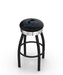  Miami Marlins 30" Swivel Bar Stool with a Black Wrinkle and Chrome Finish  