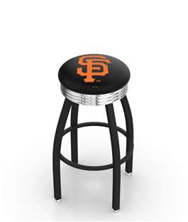  San Francisco Giants 30" Swivel Bar Stool with a Black Wrinkle and Chrome Finish  