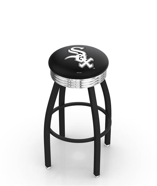  Chicago White Sox 30" Swivel Bar Stool with a Black Wrinkle and Chrome Finish  