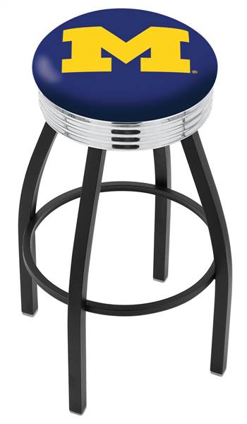  Michigan 30" Swivel Bar Stool with a Black Wrinkle and Chrome Finish  