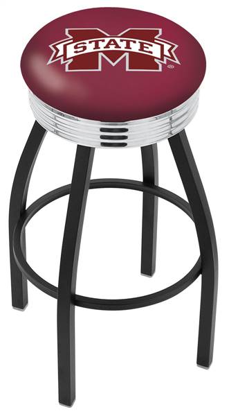  Mississippi State 30" Swivel Bar Stool with a Black Wrinkle and Chrome Finish  