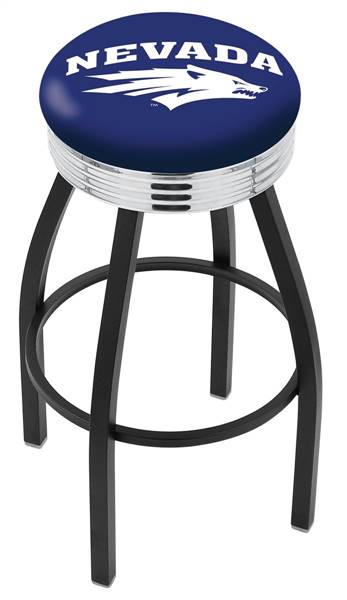  Nevada 30" Swivel Bar Stool with a Black Wrinkle and Chrome Finish  