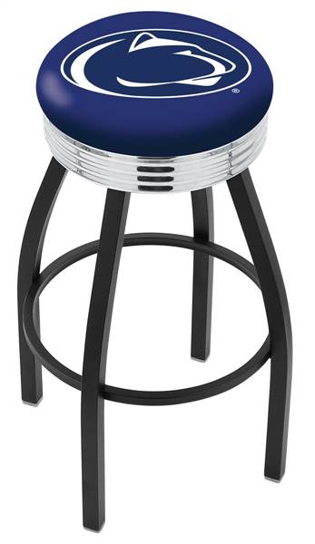  Penn State 30" Swivel Bar Stool with a Black Wrinkle and Chrome Finish  