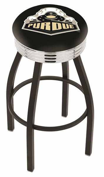  Purdue 30" Swivel Bar Stool with a Black Wrinkle and Chrome Finish  