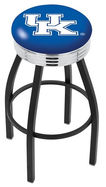  Kentucky "UK" 30" Swivel Bar Stool with a Black Wrinkle and Chrome Finish  