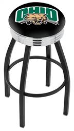  Ohio University 30" Swivel Bar Stool with a Black Wrinkle and Chrome Finish  