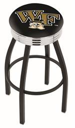  Wake Forest 30" Swivel Bar Stool with a Black Wrinkle and Chrome Finish  