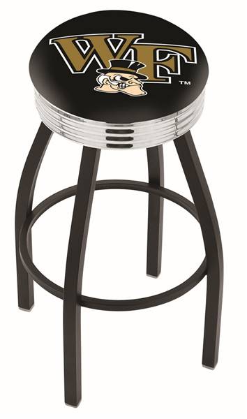  Wake Forest 30" Swivel Bar Stool with a Black Wrinkle and Chrome Finish  