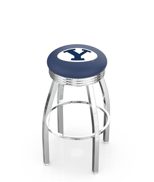  Brigham Young 25" Swivel Counter Stool with Chrome Finish  