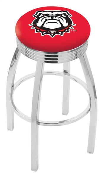  Georgia "Bulldog" 25" Swivel Counter Stool with Chrome Finish  