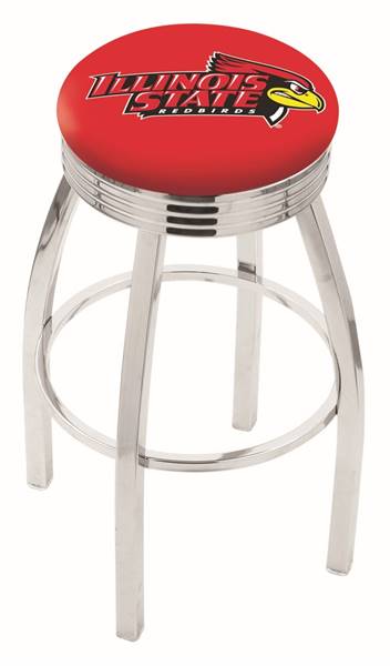  Illinois State 25" Swivel Counter Stool with Chrome Finish  