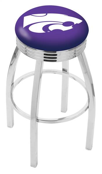  Kansas State 25" Swivel Counter Stool with Chrome Finish  