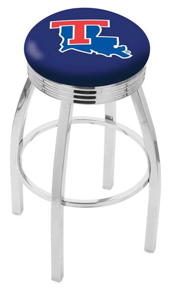  Louisiana Tech 25" Swivel Counter Stool with Chrome Finish  