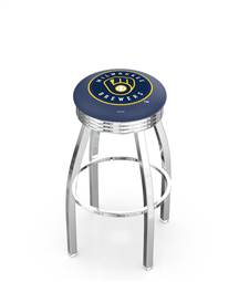  Milwaukee Brewers 25" Swivel Counter Stool with Chrome Finish  