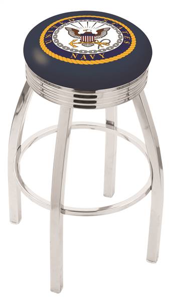  U.S. Navy 25" Swivel Counter Stool with Chrome Finish  