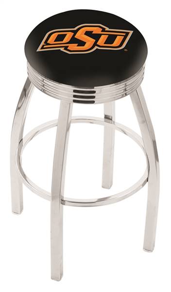  Oklahoma State 25" Swivel Counter Stool with Chrome Finish  