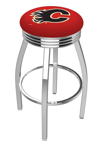  Calgary Flames 30" Swivel Bar Stool with Chrome Finish  