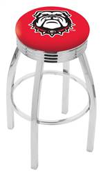  Georgia "Bulldog" 30" Swivel Bar Stool with Chrome Finish  