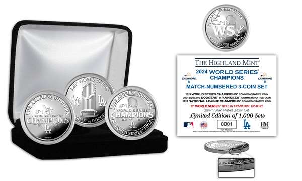 Los Angeles Dodgers 2024 World Series Champions Silver 3 Coin Season Set ?