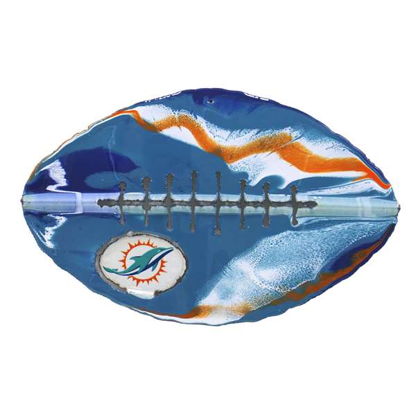 Miami Football Dolphins Recycled Metal Football Wall Art