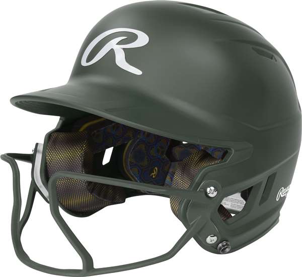 Rawlings Mach Hi-Viz 1-Tone Fast Pitch Softball Batting Helmet - Matte Dark Green - Junior-Youth  