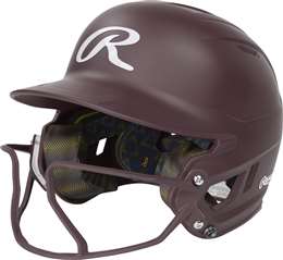 Rawlings Mach Hi-Viz 1-Tone Fast Pitch Softball Batting Helmet - Matte Maroon - Junior-Youth  